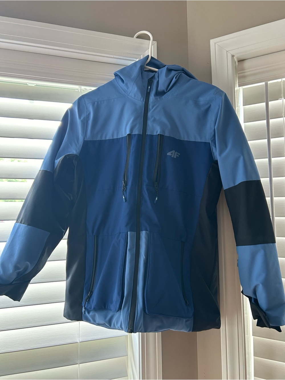 Kids' Two-Tone 4f Blue Ski Jacket with Hood-worn once